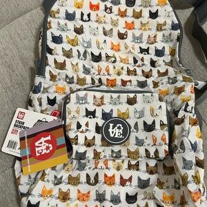 Love Cat Pattern Stash Backpack with Multicolor Cats